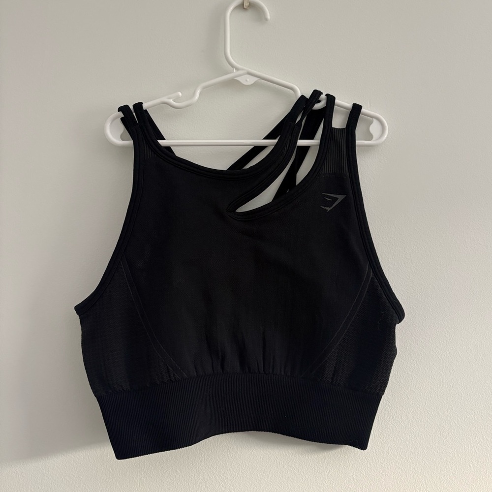 Gymshark Seamless Black Cross Strap Sports Bra